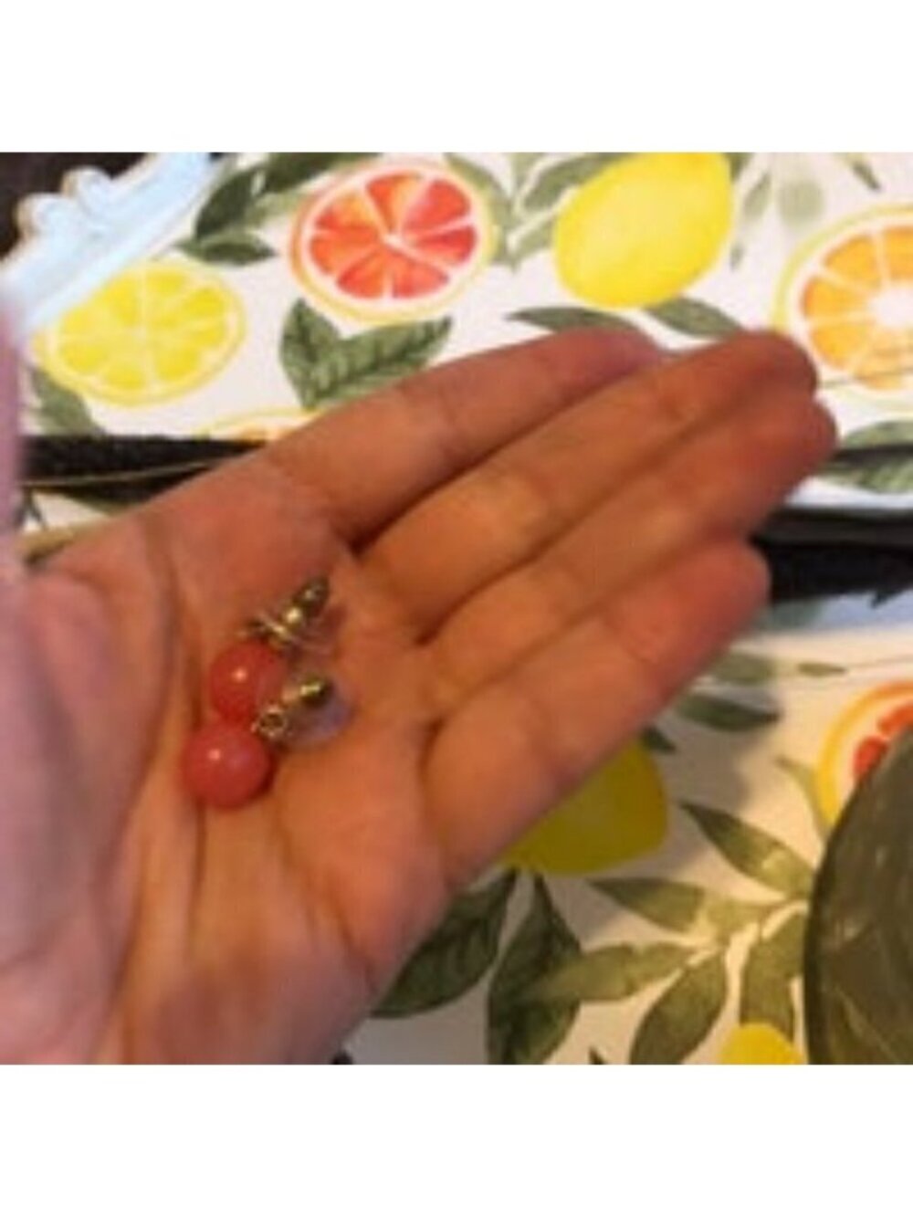 NWOT Coral Bead Drop Earrings